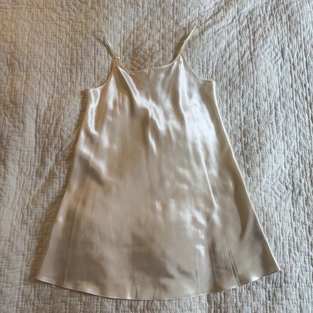 Vintage Satin Slip/Slip Dress Cream Colored 90s Grunge or Coquette Style — L